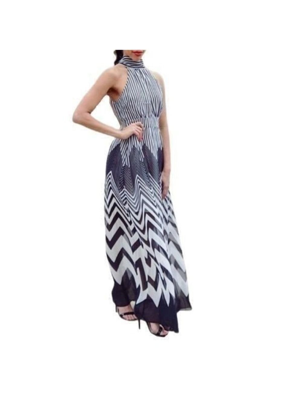 Striped & Chevron Maxi Dress Sz M